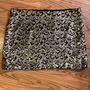 Zara Sequin cheetah print mini skirt size M